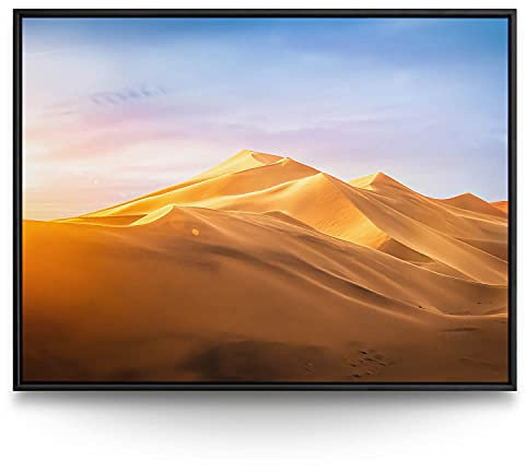 BilderKing Wandbild Wüsten Sahara Dünen - 100cm x 75cm Leinwand auf 2cm Keilrahmen mit Schattenfugenrahmen schwarz