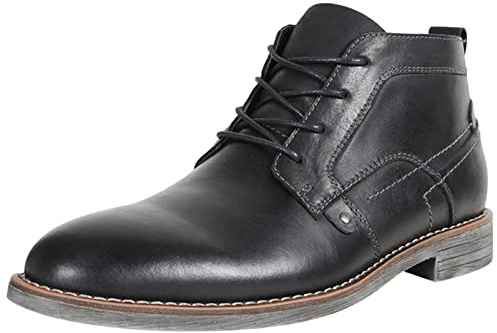 ANUFER Hombres Antiguo Piel Genuina Botines con Cordones Botas de Moto Chukka Negro SN01801D EU43