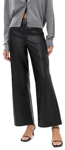 JOE'S JEANS Women's The Mia Vegan Leather Crop Trousers, Black, 27