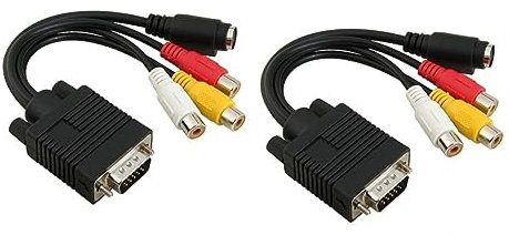 Mikikit 2pièces Câble Convertisseur Vga vers S-Video Adaptateur Svga avec Connecteur Pin Compatible avec Ordinateurs Portables Bureau
