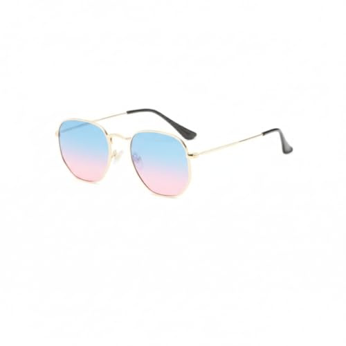 WDZAYXC Mode polygonale Sonnenbrille für Damen und Herren,Leicht Metallrahmen Brille，UV400 Schutz
