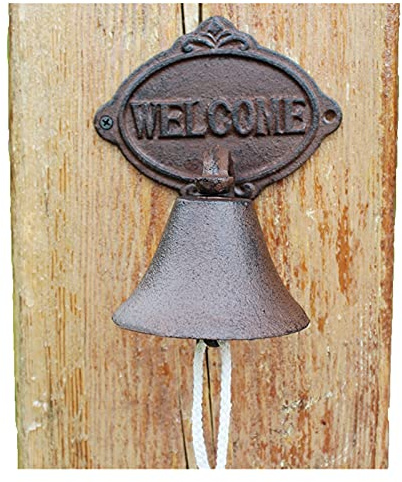 Skipdr Manually Shaking Doorbell Cast Iron Bell, Welcome Entry Door Bell, Antique Doorbell for Decoration, Front Door, Interior, Exterior Decor