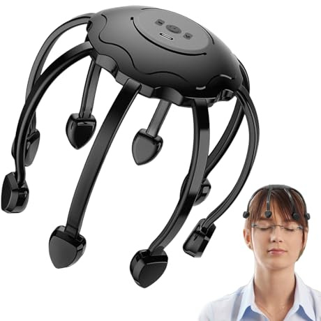 Kasmole Masajeador de cabeza de pulpo, masaje eléctrico del cuero cabelludo | Herramienta automática de masaje del cuero cabelludo de 360 grados Octopus - Estimulador eléctrico del cuero cabelludo,