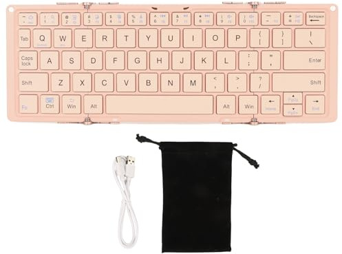 Yanmis Kabellose Klapptastatur, Tragbare Tastatur, Bluetooth-Tastatur für Mobiltelefone, Kabellose Externe Laptops (PINK)