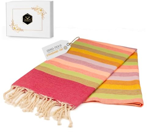 Sandrella Telo da hammam, da donna e da uomo, grande, 100 x 200 cm, in cotone, colore: rosso