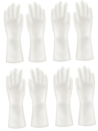 MERRYHAPY 4paar Küchenhandschuhe Weiß Haushaltshandschuhe Für Reinigungsarbeiten Schutzhandschuhe Zum Geschirrspülen Und Hausarbeit Atmungsaktiv Rutschfest Und Wiederverwendbar