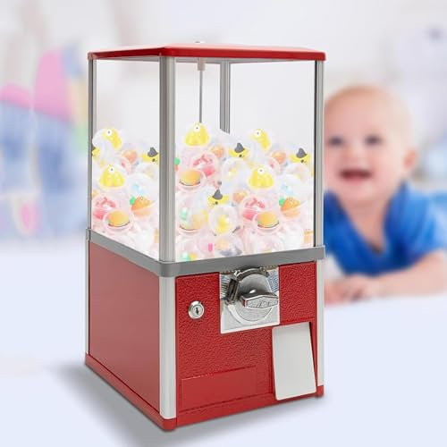 Automatic Capsule Vending Machine for Retail Stores Commercial Candy Gumball Dispenser for 4.55.5cm Balls Round Capsule Bouncy Ball Machine (Red)