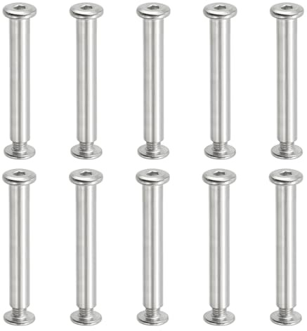 PATIKIL 20 Stück M6x50mm Innensechskant Verbindungsschraube mit Hülsenschrauben Hülsenmutter, 304 Edelstahl Verbindungsschrauben Set für Holzbretter Schrank Möbel, Silber Möbelschrauben