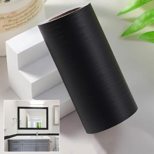 10 metri Bordo della carta da parati con venature di legno nero,bordo cornice adesivo per specchio,Bordi per Carta da Parati Autoadesivi,per camere da letto,cucine,bagni,piastrelle