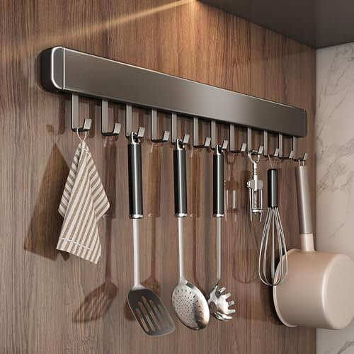 Soporte para utensilios de cocina, ganchos de cocina, Estantes for colgar utensilios montados en la pared, autoadhesivos debajo del gabinete, colgador de herramientas, organizador, perforador de ganch