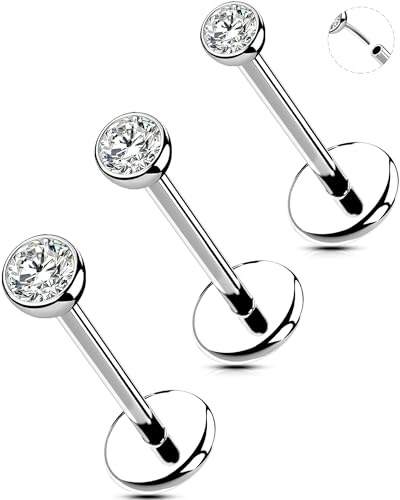 OUFER 20/18G näspiercing kirurgiskt stål 316L trådlös push in piercing näsa Nostril 6/8/10 mm CZ transparent näspiercing näsa pin kroppspiercing, 20G10mm, Rostfritt stål, Kubisk zirkon