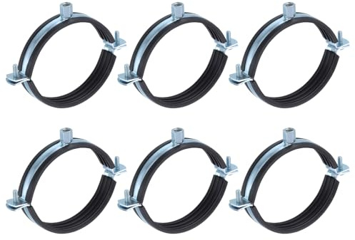 QUARKZMAN 6 Stück Rohrschelle, 110mm Rohrhalterung Wand Gerüstschellen Fallrohrschelle mit passenden Stockschrauben und Dübeln zur Rohrbefestigung und Rohrhalterung