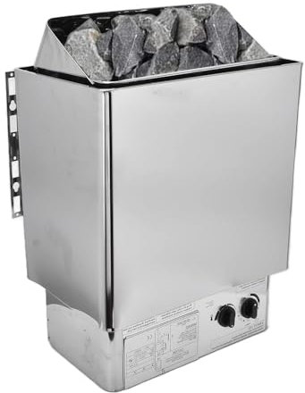 Riscaldatore elettrico per sauna, riscaldatore per sauna e spa da 3-9 kW, regolatore interno, stufa riscaldante per sauna in acciaio inox con asciugamano da bagno, timer da 3 ore, box sauna(6KW)
