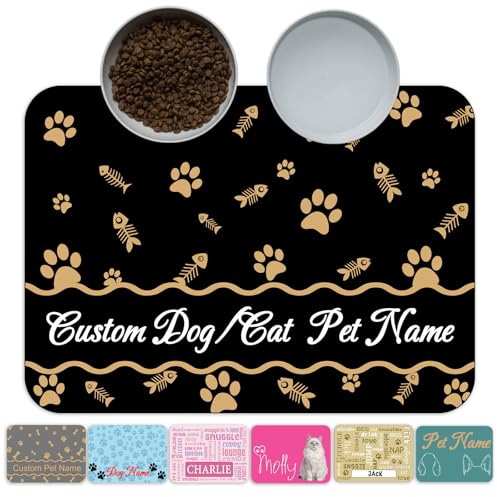 Xsersao Personalisierte Futtermatte für Haustiere, mit individuellem Namen, Hundefuttermatte, personalisierbar, wasserfestes und rutschfestes Design für Hunde und Katzen, Stil 1