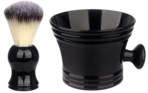 Kit blaireau à raser - Savon à raser - Bol à mousse à raser - Bol à raser - Avec brosse à raser - Créez une crème à raser riche pour les hommes