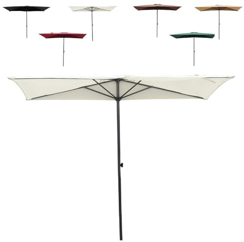 MACAGGTNTU Sonnenschirm Rechteckig 250x130cm Balkonschirm Mit Höhenverstellbar, Halbschirm Für Balkon Terrasse Garten Wand, Gartenschirm Im Freien(Beige)