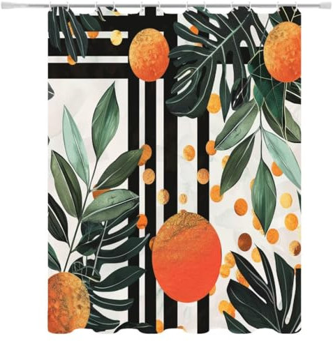 Duschvorhang W150xH200cm Schwarz, Duschrollo Beschwerter Saum, Shower Curtain Wasserdicht Waschbar Textil Duschvorhänge mit Haken, Shower Curtains for Bathroom Badezimmer Badewannenvorhang Decor 5-165