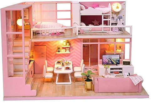 WEKAMOS 1pezzi Casa Giocattolo Mini Da Te in Legno Cottage Assemblare Manuale Giocattolo Per Ragazzo Adulti Famiglie Decorazione Casa Per Regalo