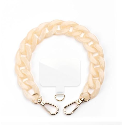 ONEFLOW Handyanhänger fürs Handgelenk, Universal Handykette kurz Handschlaufe, Handyband für Hüllen Abnehmbar, Anhänger Kette mit Karabiner für alle Handys, Chainless Urban Chain, Beige