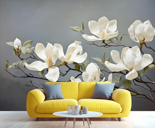 YXQAIED Magnolia Wallpaper, Country Plants Self Adhesive Wallpaper, Modern Light Luxury 3D Wall Paper Wallcoverings for Bedroom Living Room Yoga Studio Decor