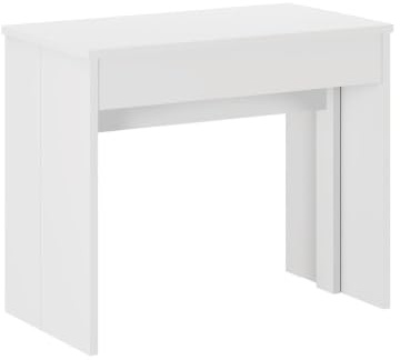 Vente-unique - Console Table Extensible 12 Couverts - 6 rallonges - Blanc - ONEGA