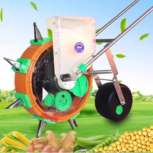 WhamtL Garden Seeder Garden Seeder Row Planter, Hand Push Roller Seed Spreader, Precision Agricultural Seeds Dispenser, Adjustable Pitch Manual Seeder Planter(7 Nozzles)