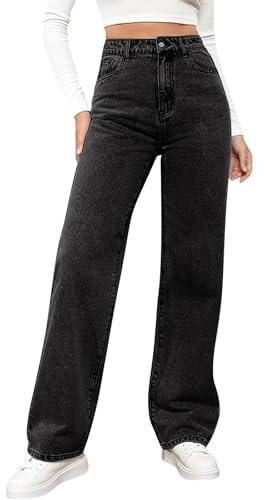 VgguDoe Straight Leg Jeans Damen,Baggy Jeans Damen High Waist,Klamotten Teenager Mädchen,Leichte Sommerjeans Frauen,Hosen für Mädchen,Hosen Women Elegant Grey XXL