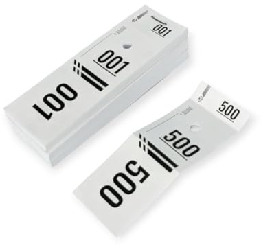500 Tickets Guardarropa Blancos (1-500) de 120g – Fabricado en Italia. Perforados en 3 Partes - Entradas de vestidor de noche, bar, concierto, festival, asociación, recepción
