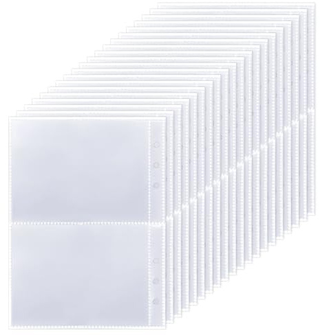 Vbxvsa 30 Stück A5 Fotohüllen, 4-Fach Klarsichthüllen Matt für Sammelalben, Photocard Binder Insert Seiten für Fotos, Karten, Postkarten, Mit 6 Ringen Kompatibel (13.4 * 9.3cm)