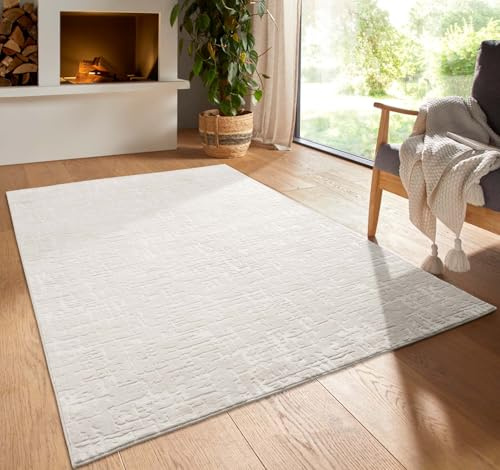 Taracarpet Kurzflor Boho Vintage Teppich waschbar, pflegeleicht geeignet für Wohnzimmer, Schlafzimmer und Kinderzimmer Kinderteppich auch als Badematte Badzimmerteppich Creme Vintage 200x290 cm