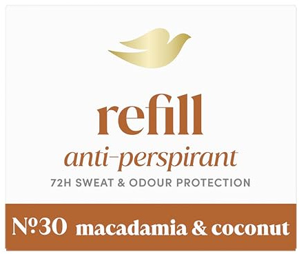 Dove No. 30 Macadamia & Coconut Anti-Perspirant Refill women's antiperspirant stick styled to last with 72h odour protection, with Dove's signature care, dermatologically tested 35 ml (Refill Only)
