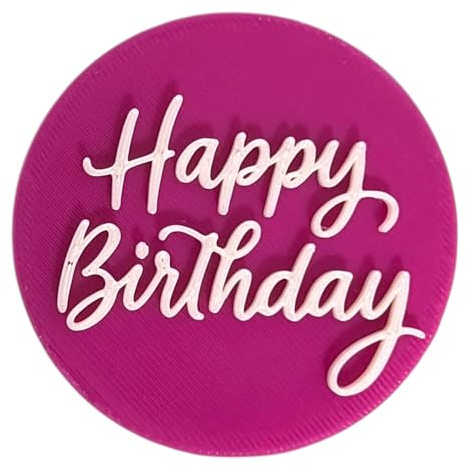 'Happy Birthday' Embosser Stamp for Icing Fondant Cupcake Cake Decoration Frosting Sugar Paste Cookie Baking 6 cm Diameter (Pattern 4)