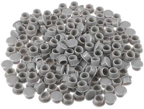 TOPPERFUN Tapones para Agujeros de Perforación Redondos de Plástico Gris 10 Mm, Juego de 300 Piezas, Tapas de Botón para Muebles, Armarios y Estanterías, Cubre Orificios para Reparación