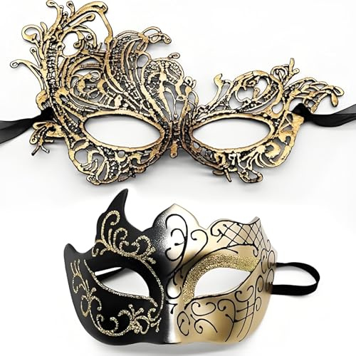 AMWYODK Couple masquerade mask, masquerade mask man and woman ，suitable for Halloween, Venice, carnival masks.