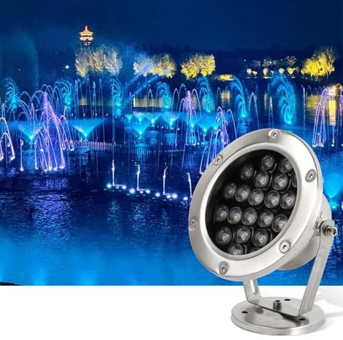 QICBYING Luz LED Sumergible, Foco De Paisaje Subacuático, Lámpara De Estanque Subacuática De Acero Inoxidable Impermeable IP68 De 24V, Para Piscinas, Fuentes, Cascadas, Acuarios(White,6w)