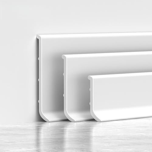 Coayuou Protection De Plinthes en Aluminium 125 Cm* 4 Pièces Profilé De Finition Et Protection De Bordure Murale Et De Sol Résistant pour Sols Stratifiés Et Parquet Bois(White,8cm)