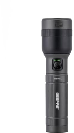 GEEPAS Zoomable LED Flashlight | 2000 Lumen Super Bright Powerful 4000mAh Battery Indicator Type-C Rechargeable | 10H Runtime 4 Modes | Pocket Size Torch for Camping Hiking Emergency Power Cuts 30W