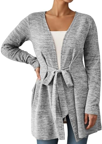 Generisch Categoria di prodotto: cardigan da donna: capo versatile con apertura frontale ampia, design a tinta unita, effetto avvolgente, a maniche lunghe, comodo ed elegante per tutti i giorni e in