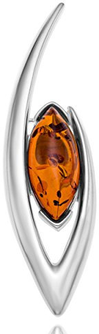 Copal Anstecknadel Aus 925 Silber Mit Bernstein In Geschenkbox Als Präsent