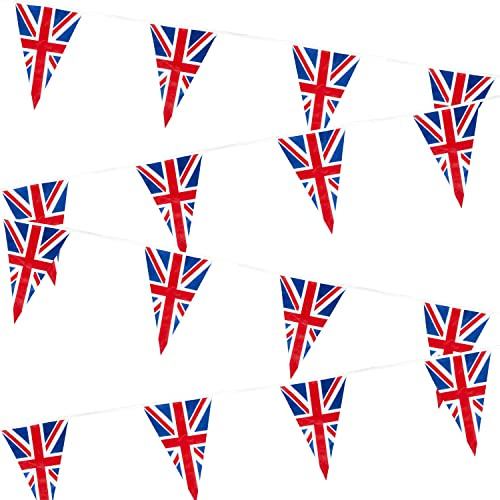 Shatchi 40 m British Union Jack Bunting 100 Triangle Flag Banner Party Decoration 130 Ft