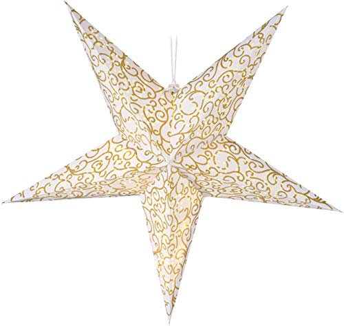 Spetebo Papierstern Gold 60 cm - 10 LED/Timer - Weihnachtsstern zum hängen Leuchtstern