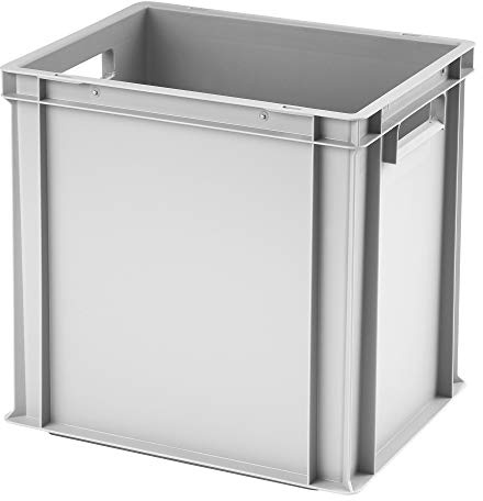 Euro stapellåda EB-440, 400 x 300 x 400 mm (L x B x H), förstärkt ribbad botten, grå liknande RAL7001, tillverkad av polypropen, livsmedelssäker, 2 handtag, ca 37 liter volym