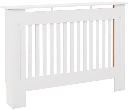 HOMCOM Cubre Radiadores Cubierta de Radiador Moderna Cubreradiador de MDF para Sala de Estar Dormitorio 112x19x81cm Blanco