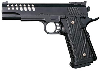 Rayline Softair RV303 Schwarz Metall Softair Pistole (Federdruck) Gewicht 350 g, 6mm Kaliber, Farbe: Schwarz, (unter 0,5 Joule - ab 14 Jahre), Länge: 220 mm