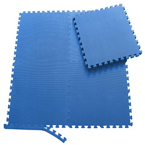 Sporttrend 24® 24 Schutzmatten + 48 Randstücke Set Farbwahl 60x60x1cm | 8,64qm | Bodenschutzmatte Sportmatte Gymnastikmatte Puzzlematte Fitnessmatte Unterlegmatte Trainingsmatte Yogamatte blau