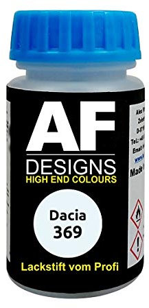 Alex Flittner Designs Pennarello per ritocchi compatibile con Dacia 369 Blanc Glacier smalto ad asciugatura rapida vernice per ritocchi vernice per auto