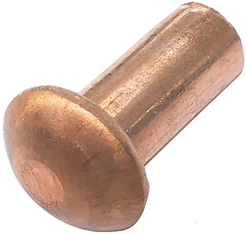 AERZETIX - C48030 - Lot de 20 Rivets en cuivre Ø4x8mm à tête demi-ronde - rivet à tête bombée - rivet plein/rivet à frapper - DIN 660