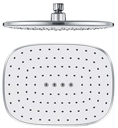 GLYYRLR Kopfbrause Regenduschkopf Weißes Chrom Regenbrause ABS Hoher Druck Einbauduschköpfe mit Anti Kalk Düsen, Rechteckig Einstellbar Duschkopf Luxus Wasserfall Regendusche, G1/2'', 260×195 mm