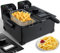 Aigostar Deep Fat Fryer with Dual Tanks, Large Deep Fryers with Viewing Window, 6 litres, 2 Chip Baskets and Lids, Adjustable Temperature Control, Stainless Steel, Black