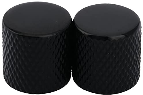 Musiclily Pro Metrische Stahl Gitarren Knöpfe Potiknöpfe Flache Oberfläche Dome Knobs für Import Telecaster E-Gitarre/Precision Bass, Schwarz (2er Set)